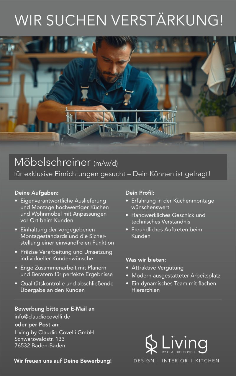 Stellenanzeige: Küchenverkäufer (m/w/d)